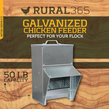 Load image into Gallery viewer, 50lb Capacity Galvanized Chicken Feeder Weatherproof Coop Dispenser