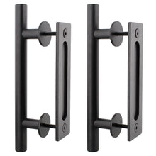 Load image into Gallery viewer, Sliding Barn Door Handle Set 2pk 12in - Black Barn Door Pull Handles