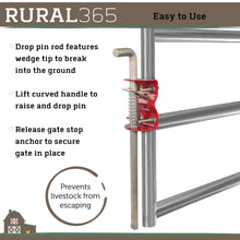 Load image into Gallery viewer, Gate Anchor Cane Bolt 18in Spring-Loaded Gate Drop Rod Cattle Gate