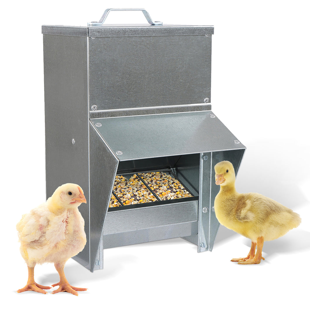 11.5lb Capacity Galvanized Chicken Feeder Weatherproof Coop Dispenser