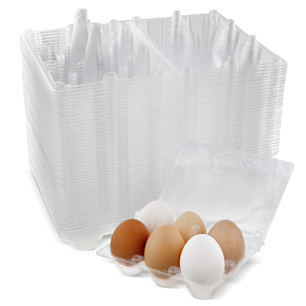 Plastic Egg Carton for 6 Eggs 50ct Reusable Chicken Egg Holder