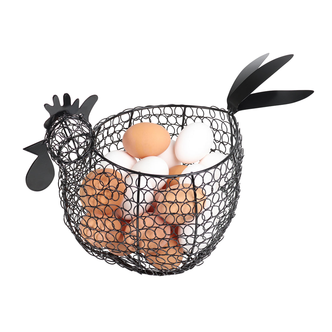 Black Metal Chicken Egg Basket Rustic Decor Chicken Basket Egg Holder